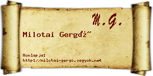 Milotai Gergő névjegykártya